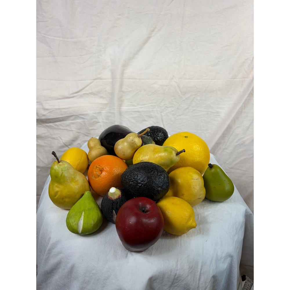 Vintage Mixed Faux Fruit Decor Lot Avocados Lemons Pears Figs Gourds 16pc